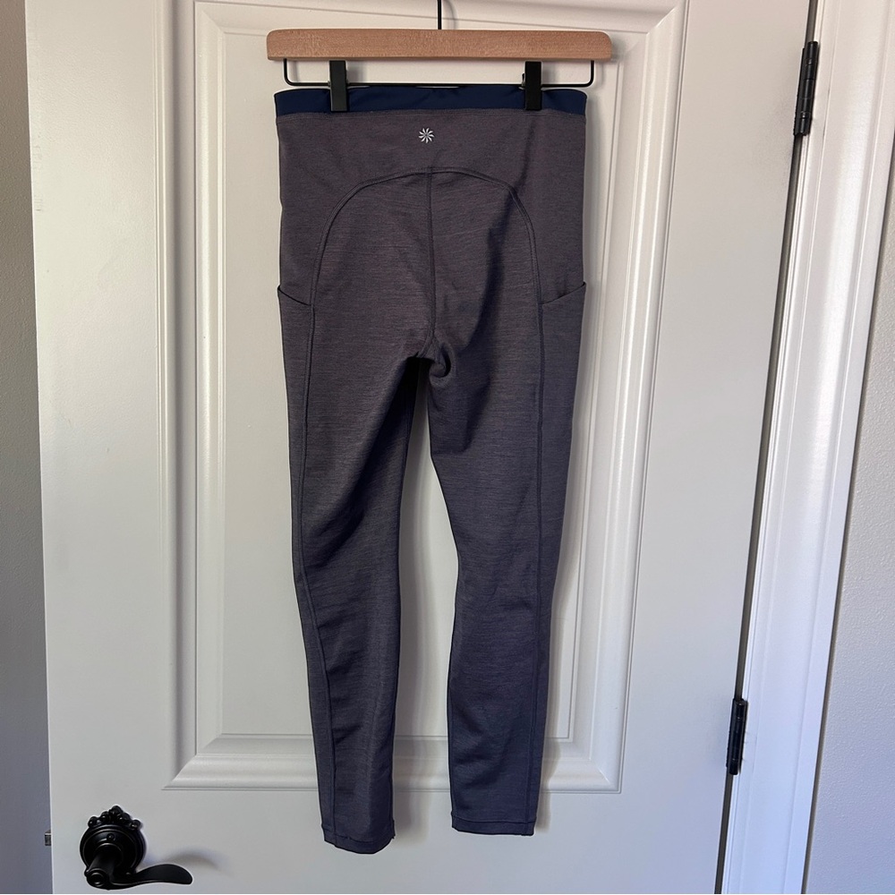 Athleta Ultimate Stash Pocket 7/8 Black Tight Sz Small Heathered Indigo Blue - Picture 6 of 8